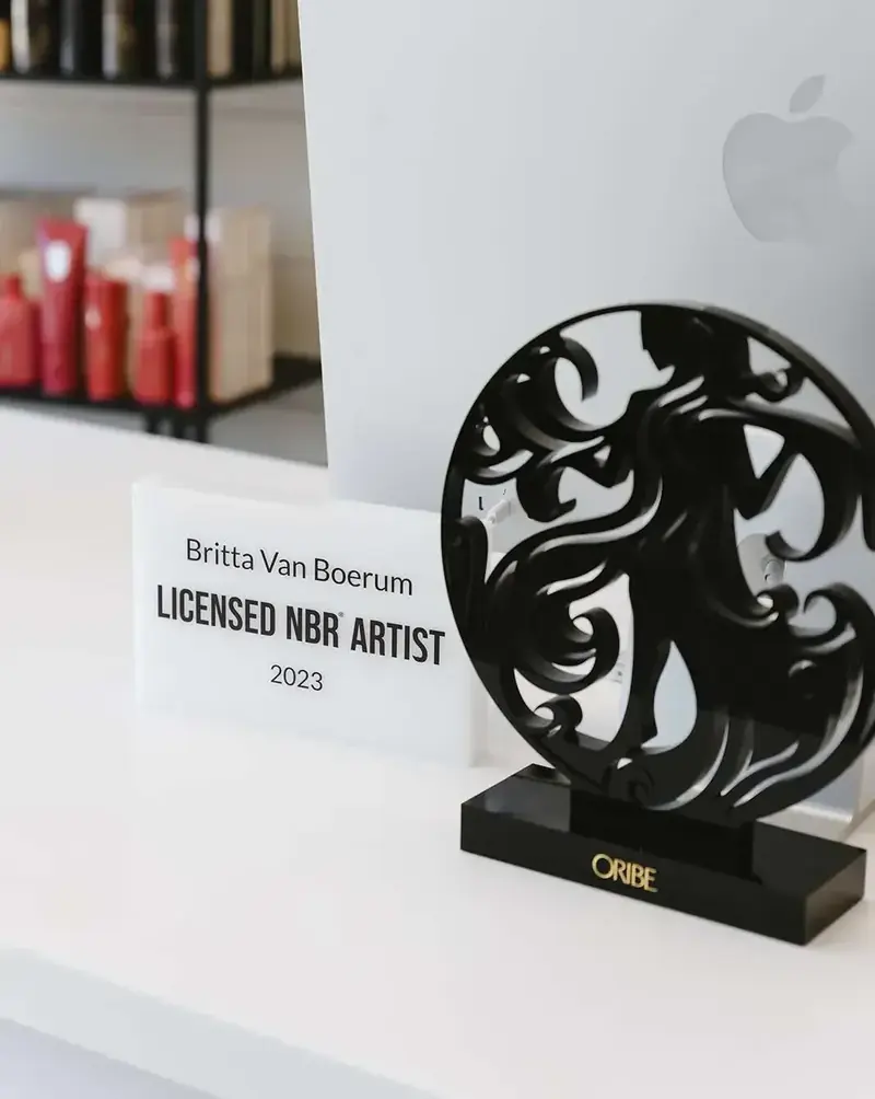 Licensed NBR Artist award for Britta Van Boerum displayed at the Skandia Kollektiv front desk