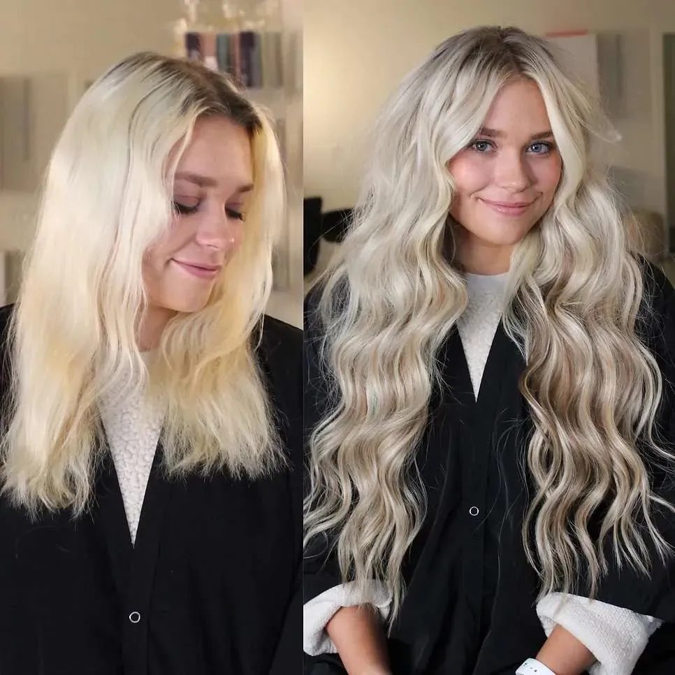 Hand-tied hair extensions used to help recover over-processed hair at a Salt Lake City salon